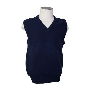 Lord & Taylor Men's Sz M Sweater Vest Blue 100% Lambswool Eclectic Granddad